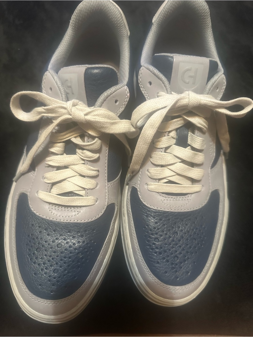 Cole Haan Men’s Navy and White Leather Low-Top Sneaker 8M BRAND NEW  MINT